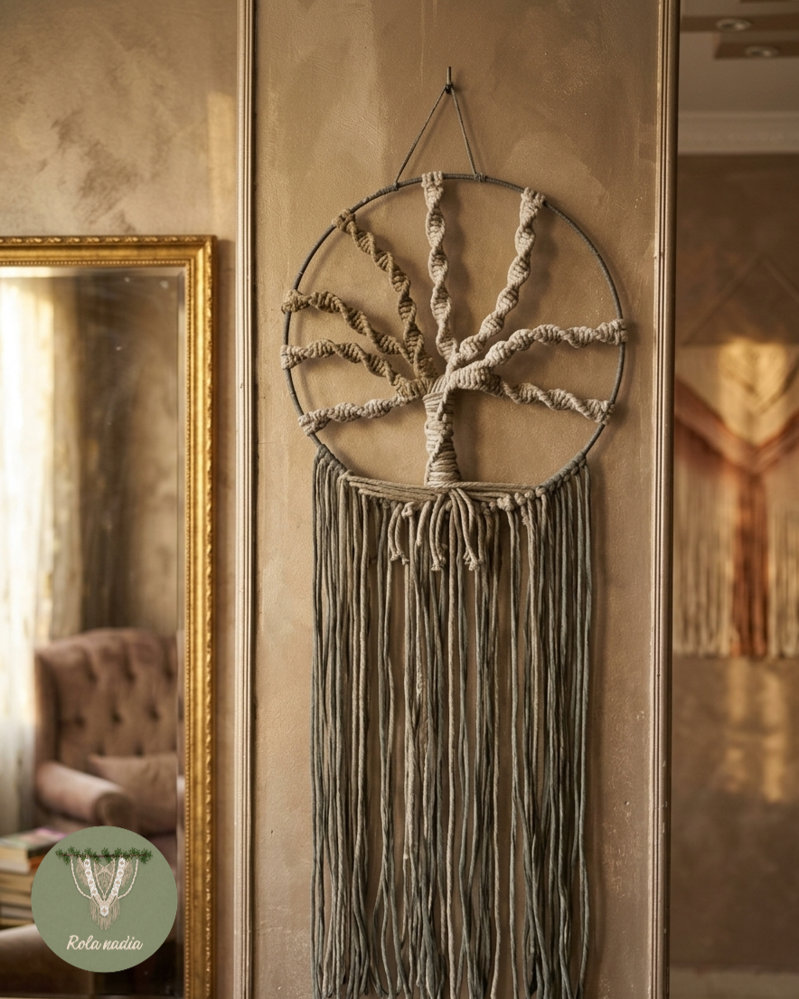معلقة حائط مصنوعة يدوياً بفن(Macrame)